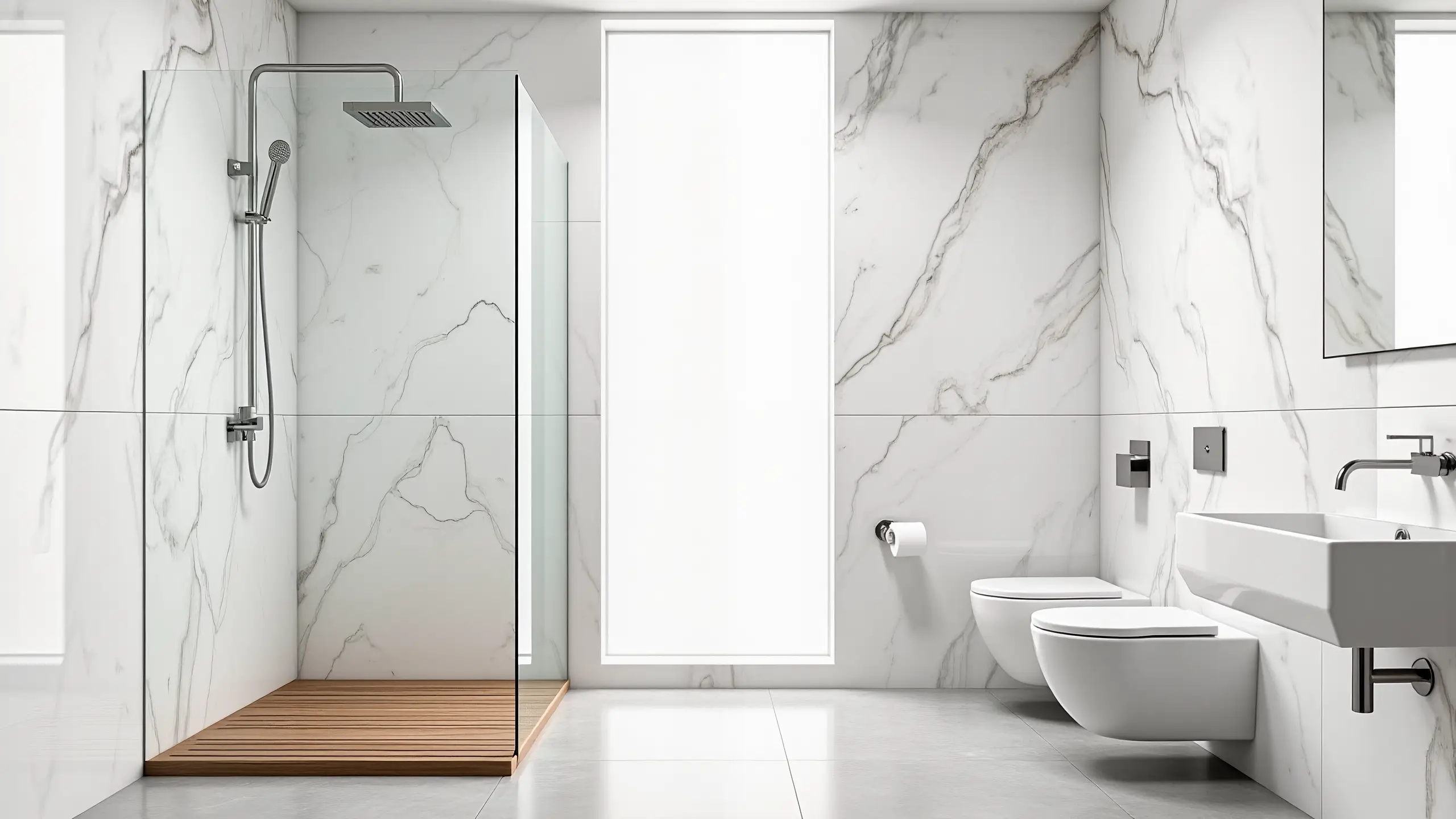 Mueble de lavabo y bidé suspendido de madera para estilo mediterráneo - Ibiza