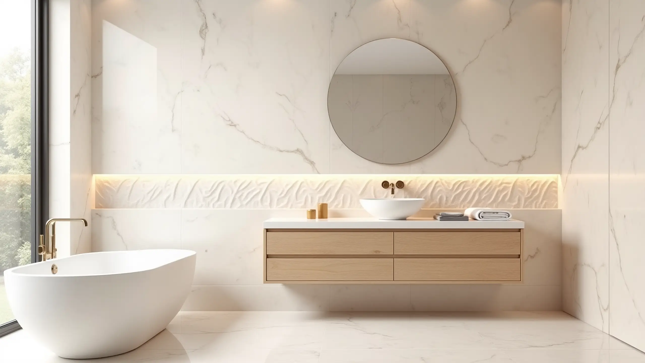 Marble bathroom tiling and luxury finishes Ibiza