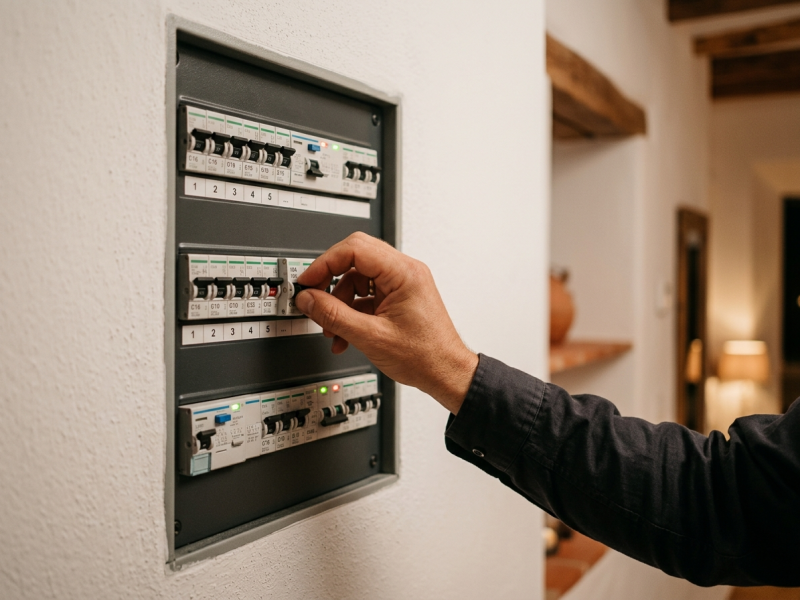 New consumer unit installed in a home in Ibiza with RCDs and circuit breakers