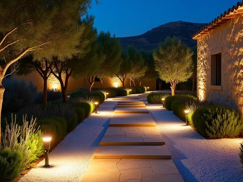 Villa exterior lighting in Ibiza with electrical installation and garden LEDs